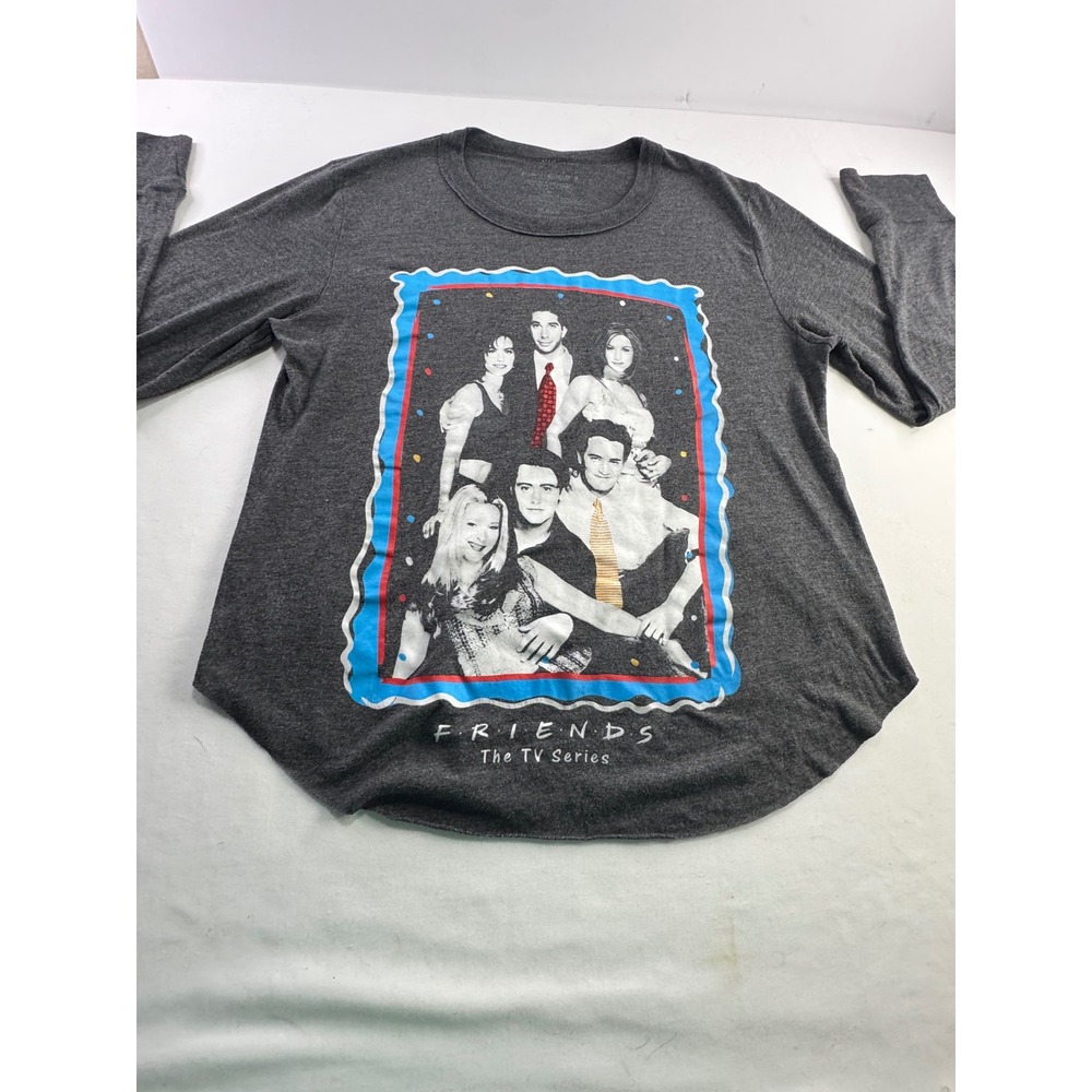 Friends T-Shirt Womens XL Heather Gray TV Series Long Sleeve‎ Cast Photo Top XL